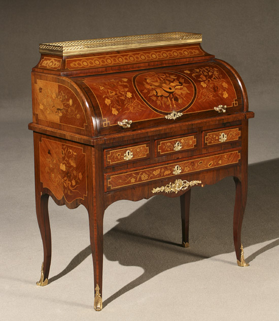 Appraisal: Louis XV Style Ormolu Mounted Marquetry and Parquetry Tulipwood and