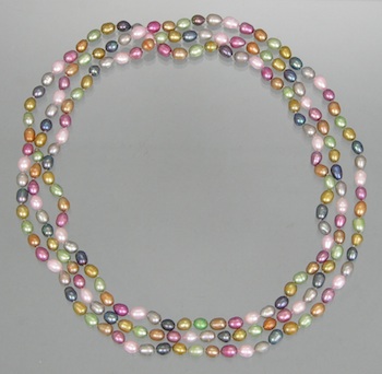 Appraisal: A Long Strand of Multicolor Freshwater Cultured Pearls A long