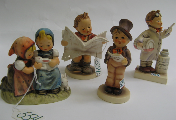 Appraisal: FOUR GERMAN HUMMEL FIGURINES all TM- Latest News HUM H