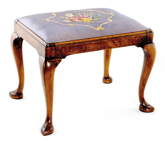 Appraisal: Queen Anne style walnut footstool mid th century shaped and