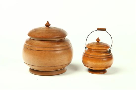 Appraisal: TWO PEASEWARE JARS Ohio late th-early th century Turned covered