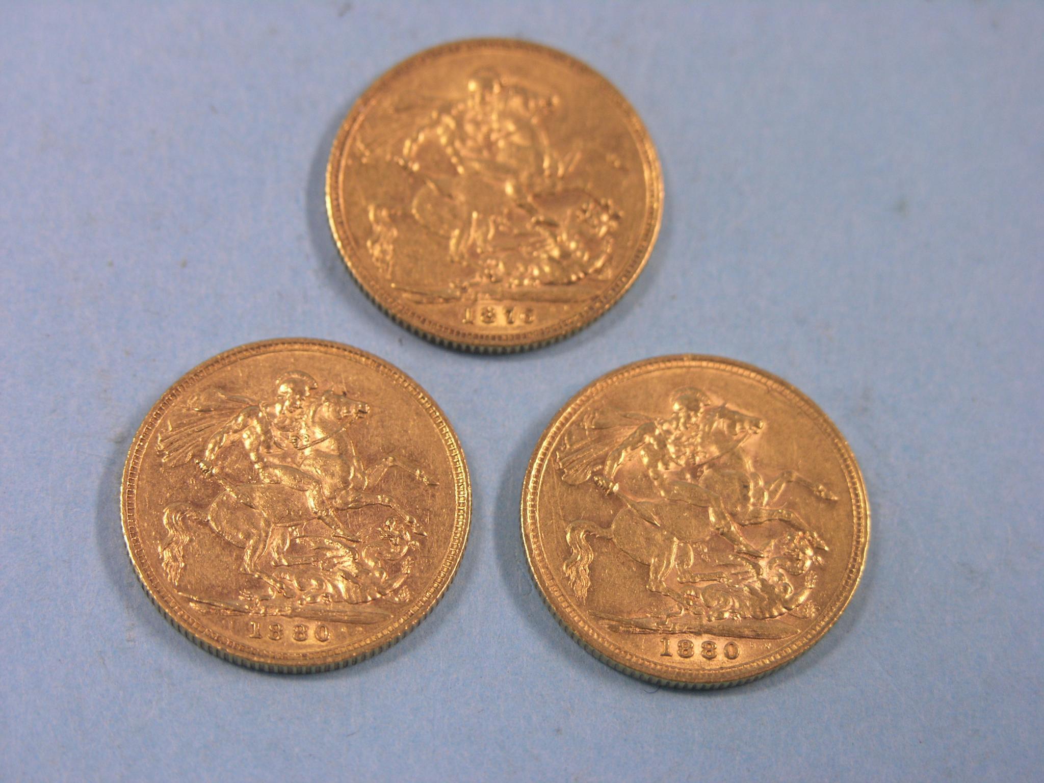 Appraisal: Three Victorian gold Sovereigns includes Melbourne and Sydney mints