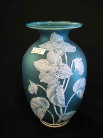 Appraisal: Webb Style Art Glass Vase florentine enamel of butterfly floral