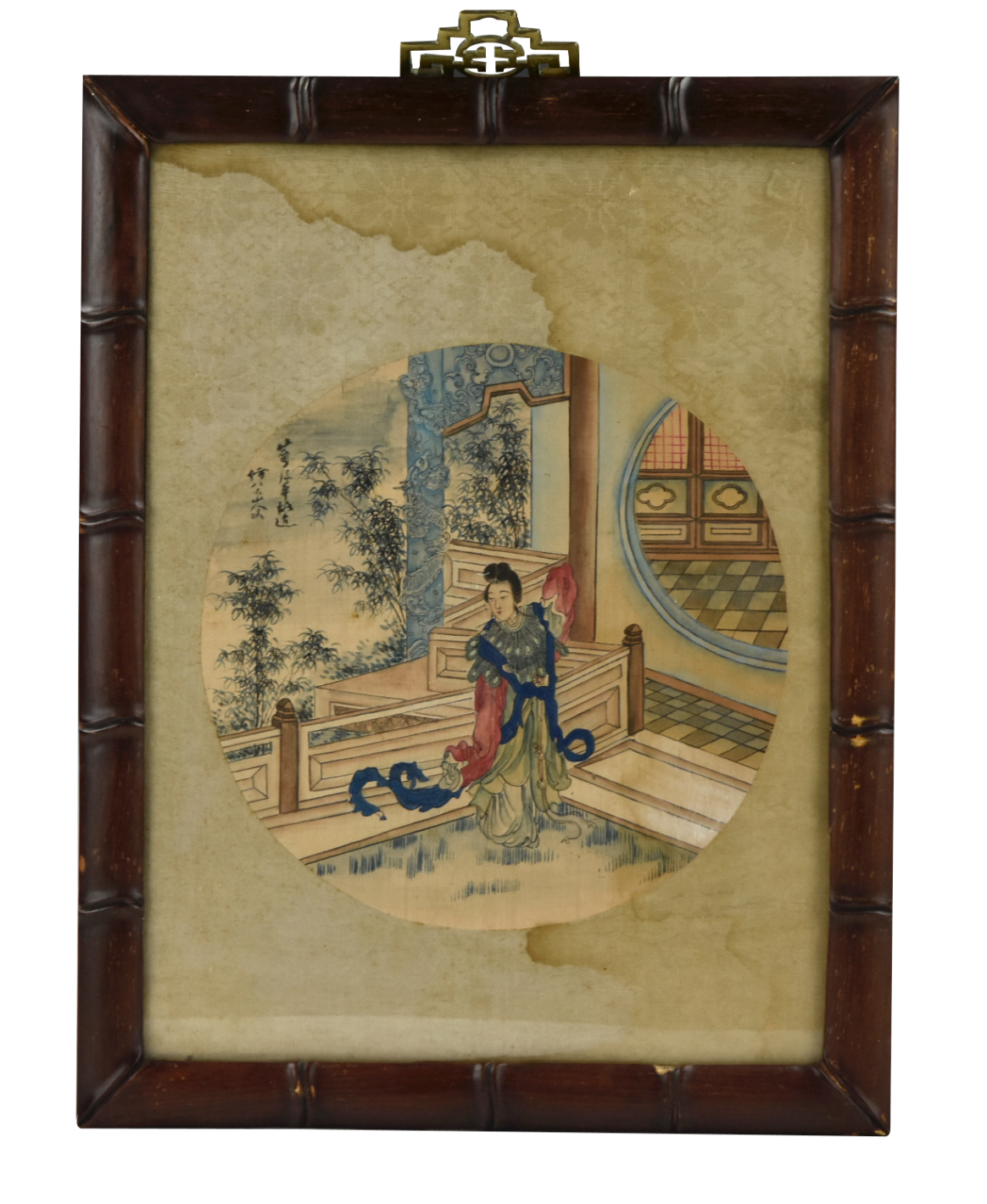 Appraisal: a Chinese Qing Dynasty painting of a lady wearing a