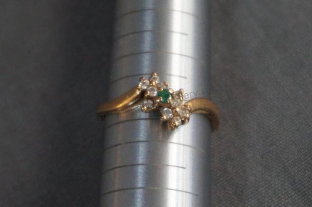 Appraisal: k Gold Emerald and Diamond Ring Vintage estate emerald center