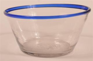 Appraisal: Blown Glass Bowl with Cobalt Blue Applied Rim Blown Colorless