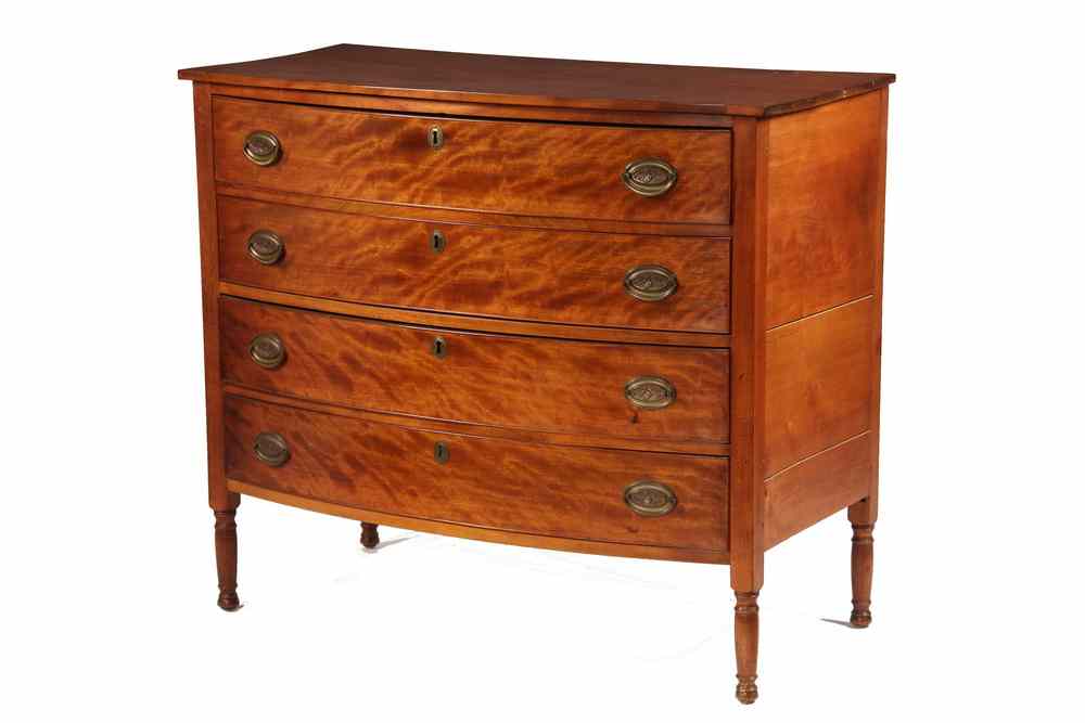 Appraisal: COUNTRY SHERATON DRESSER - Bowfront Dresser having mahogany case with