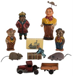 Appraisal: Group of Eight Vintage Tin Litho Wind-Up Toys Including Gescha