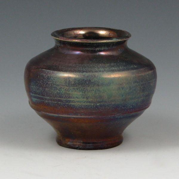 Appraisal: Excellent Pewabic cabinet vase with purple and gold iridescent glaze