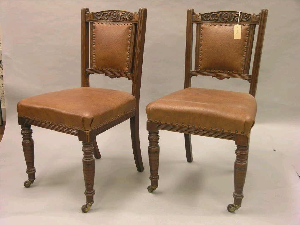 Appraisal: A set of six Victorian walnut dining chairs top rails