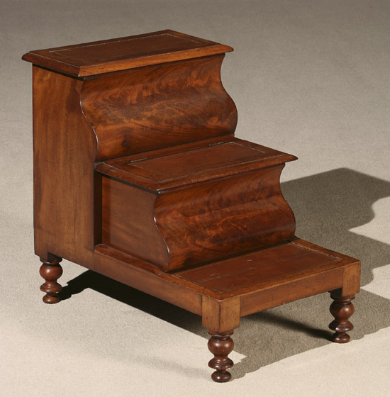 Appraisal: George IV Mahogany Bedsteps Circa Each tread with a gilt-tooled