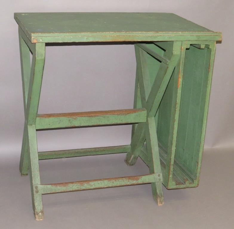 Appraisal: GREEN PAINTED DRAFTING TABLEca purportedly from the Thaddeus Stevens School