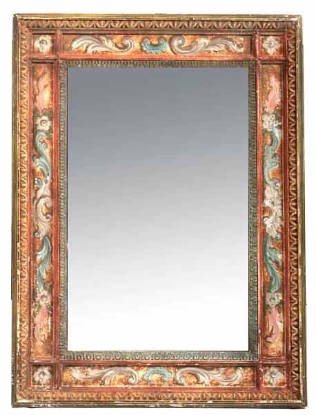 Appraisal: A Neoclassical style polychrome paint decorated mirror height in