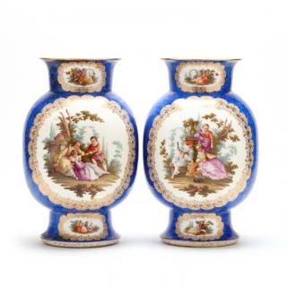 Appraisal: A Pair of Helene Wolfsohn Dresden Vases s of baluster