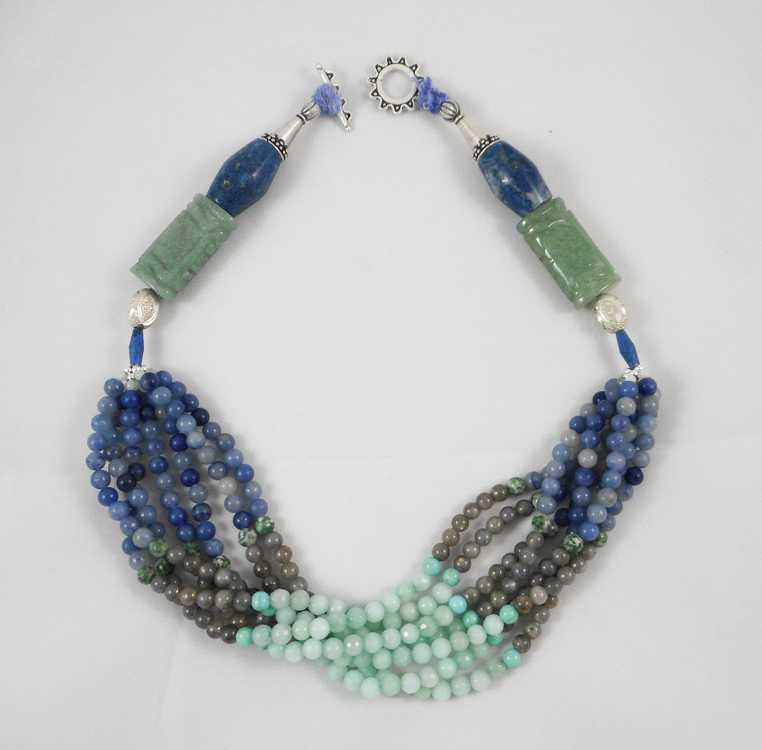 Appraisal: MULTI COLOR GEMSTONE BEAD NECKLACE measuring inches in length and