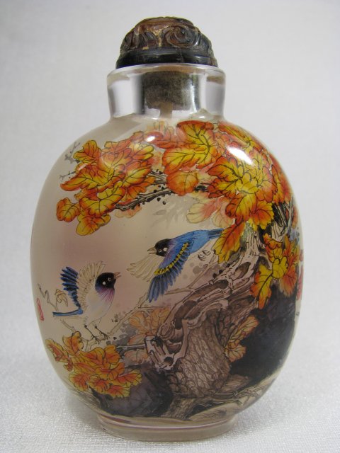 Appraisal: Antique Chinese glass bottle with an amazing inside- painting of