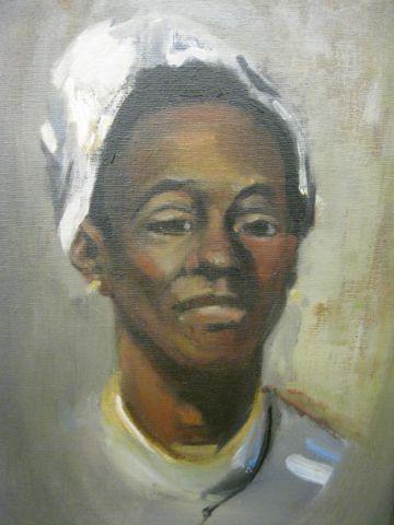 Appraisal: B Campbell Oil on Canvas of a Black Lady image