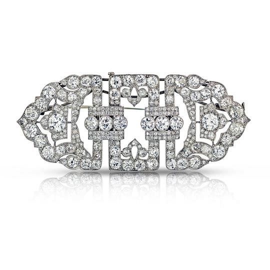 Appraisal: FRENCH PLATINUM 'S ART DECO DIAMOND BROOCH FRENCH PLATINUM 'S