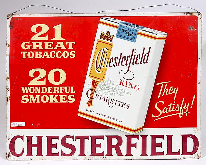 Appraisal: CIGAREETE ADVERTISING TIN SIGN CIGAREETE ADVERTISING TIN SIGN MID CENTURY