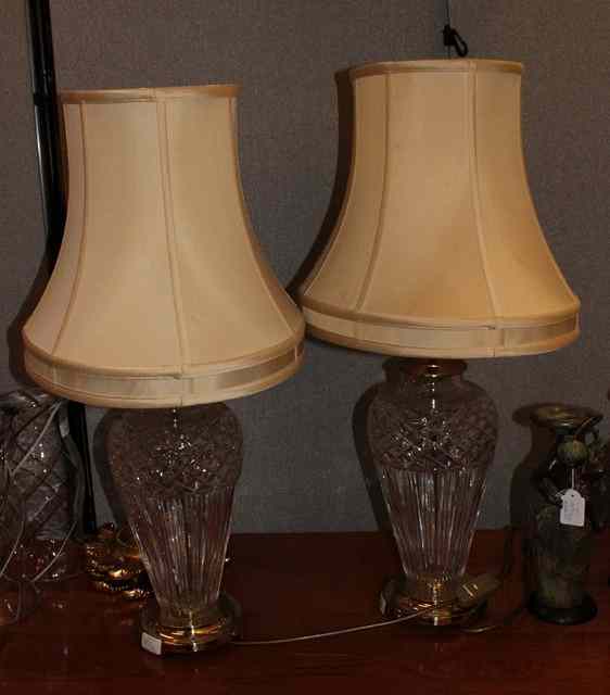 Appraisal: A PAIR OF WATERFORD CRYSTAL HOBNAIL CUT TABLE LAMPS of