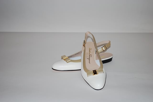 Appraisal: Salvatore Ferragamo platinum calf flats Size - C Price Original