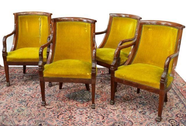 Appraisal: lot of French Empire style mahogany armchairs mid th c