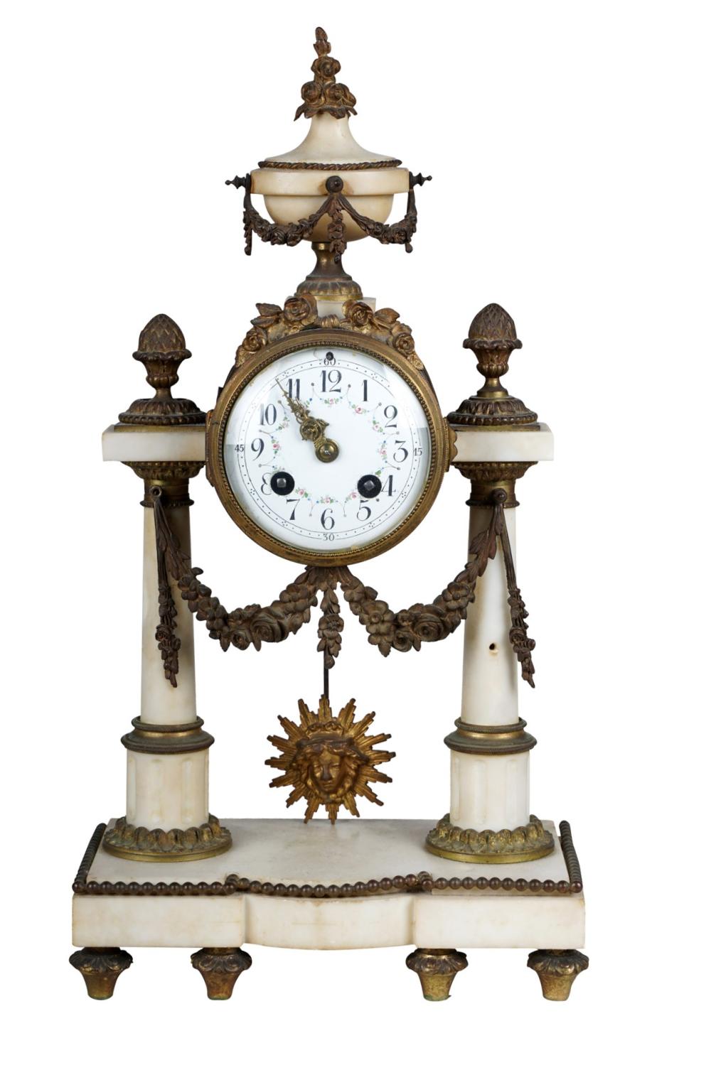 Appraisal: ONYX MANTLE CLOCK th century apparently unsigned Condition wear to