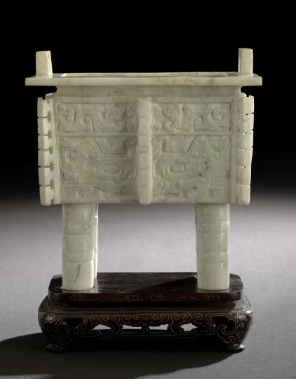 Appraisal: Chinese Carved Jade Model of a Fang Ding carved from