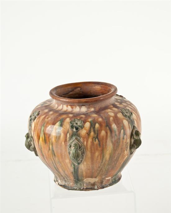 Appraisal: A Chinese Tang-style Sancai Glazed Pot with old repairs high