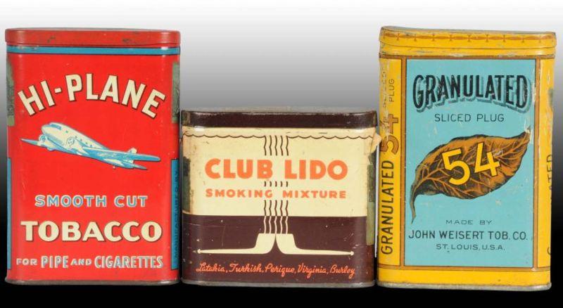 Appraisal: Lot of Tobacco Tins Description Club Lido by Crimson Coach