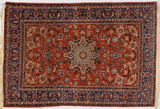 Appraisal: Semi-antique Persian Ispahan area rug wool silk and cotton x