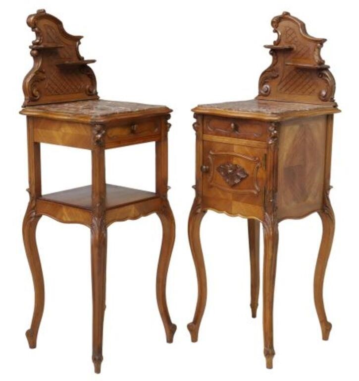 Appraisal: lot of French Louis XV style walnut nightstands early th