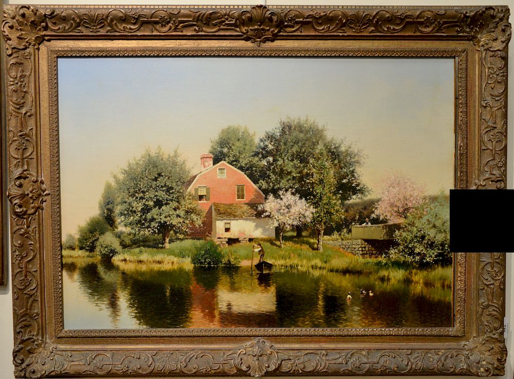 Appraisal: Henry Pember Smith - oil on canvas Country Pond with