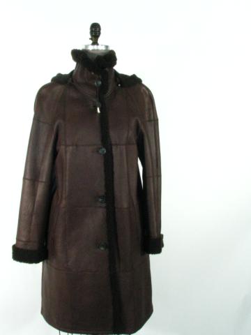 Appraisal: Brown Shearling Stroller W Nappa Finish Det Hood Size Length