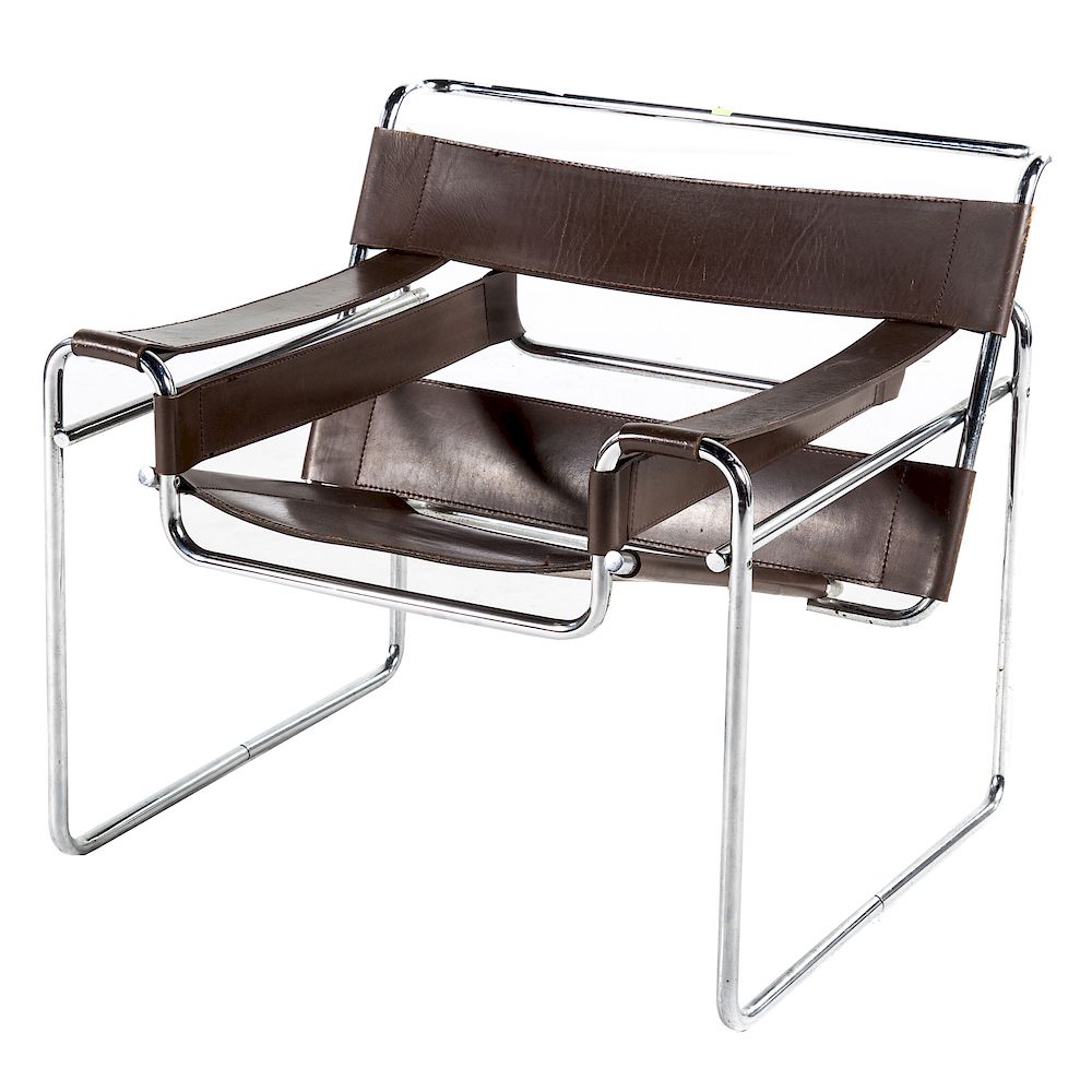 Appraisal: Knoll style leather chrome Wassily chair designer by Marcel Breuer