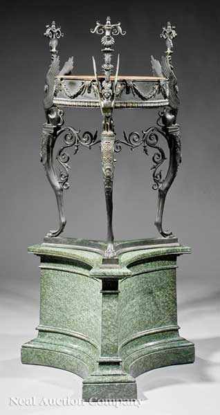 Appraisal: A Fine Continental Patinated Bronze and Marble Ath nienne th