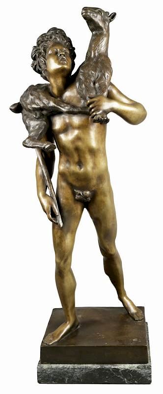 Appraisal: Bronze Figure of Classical Shepherd after Emile Louis Picault The