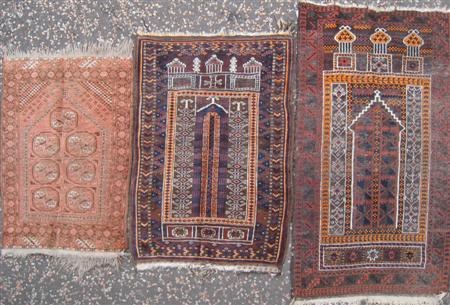 Appraisal: A Belouch prayer rug early th century the brown and