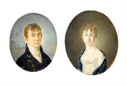 Appraisal: American School th century pair of miniature portraits William and