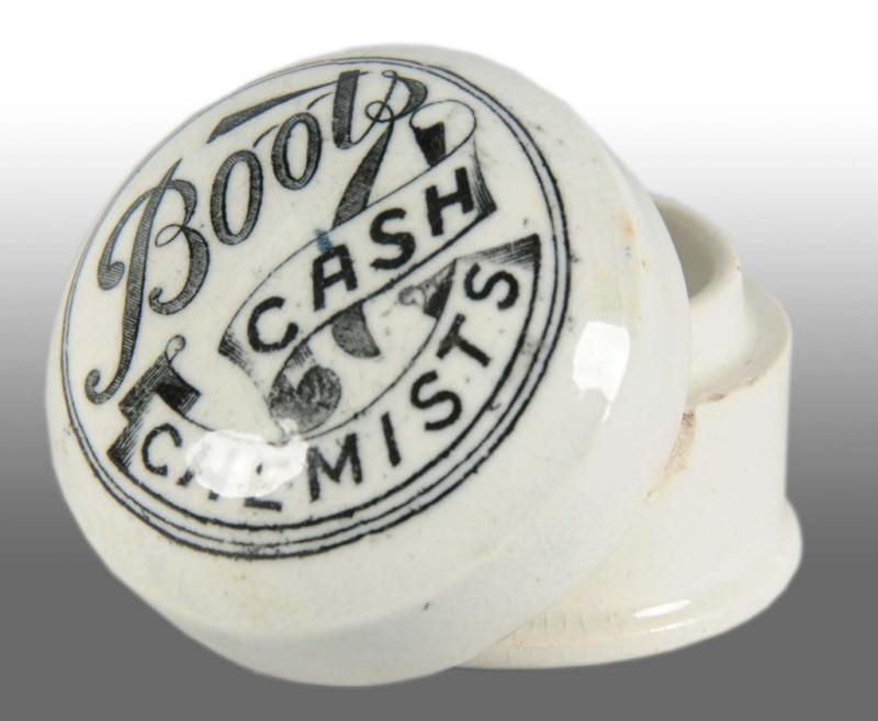 Appraisal: Circular Boot Cash Chemists Pot Lid Description Box dome top