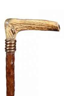 Appraisal: Stag Snake Cane Ca A natural stag handle which has