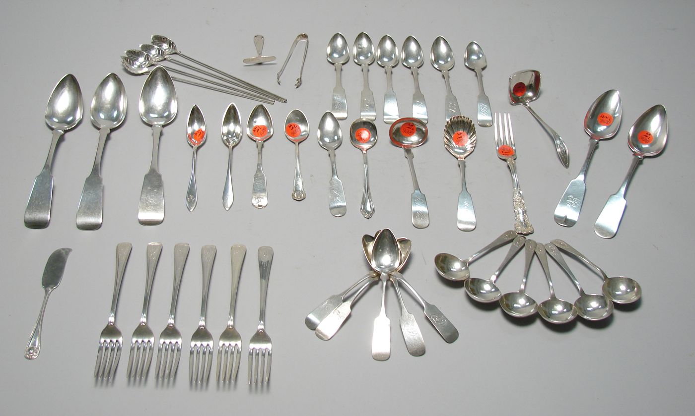 Appraisal: FORTY-FOUR PIECES OF AMERICAN SILVER FLATWARE By various makers Consists