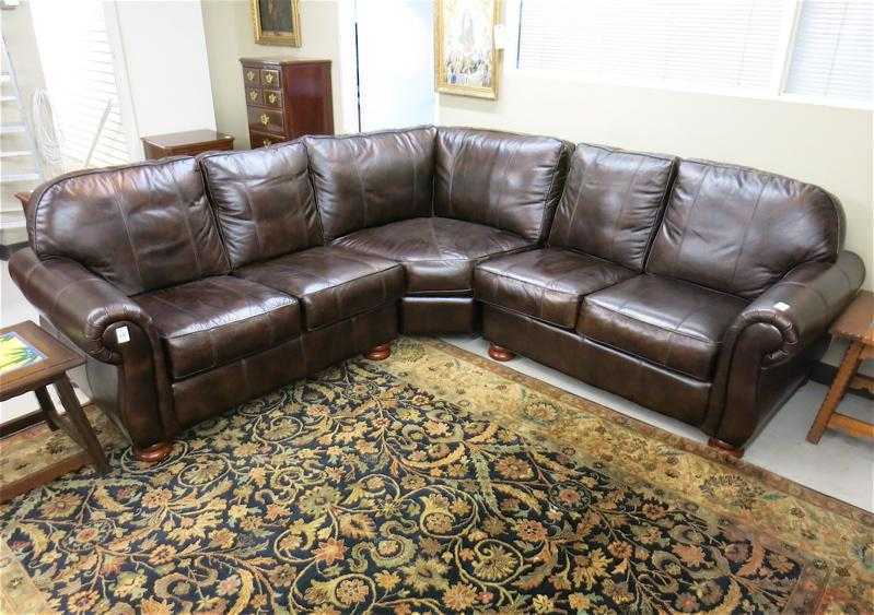 Appraisal: CONTEMPORARY LEATHER SECTIONAL SOFA SET unknown maker recent production a