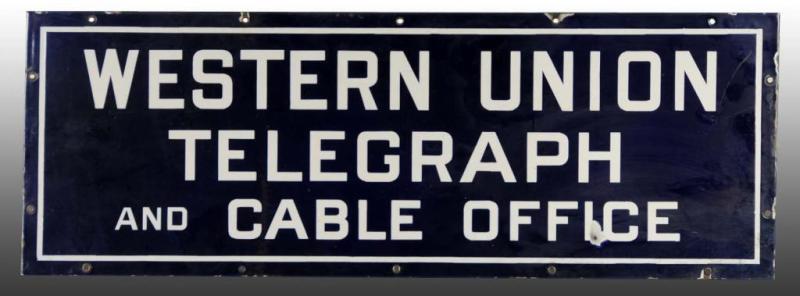 Appraisal: Porcelain Western Union Telegraph Cable Sign Description s to s