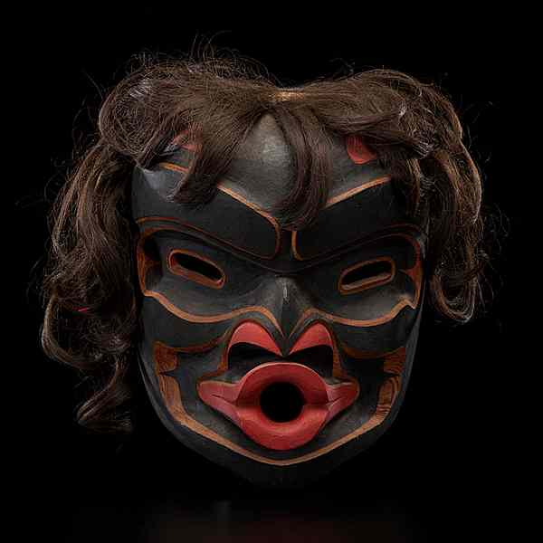 Appraisal: Tony Hunt Jr Kwakwaka'wakw Carved Mask Kwagiulth Wild Woman deeply