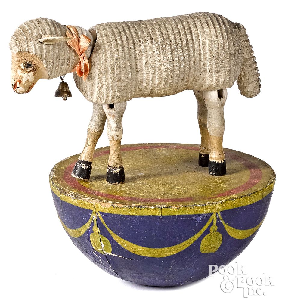 Appraisal: Rare Schoenhut half rolly dolly sheep Rare Schoenhut half rolly