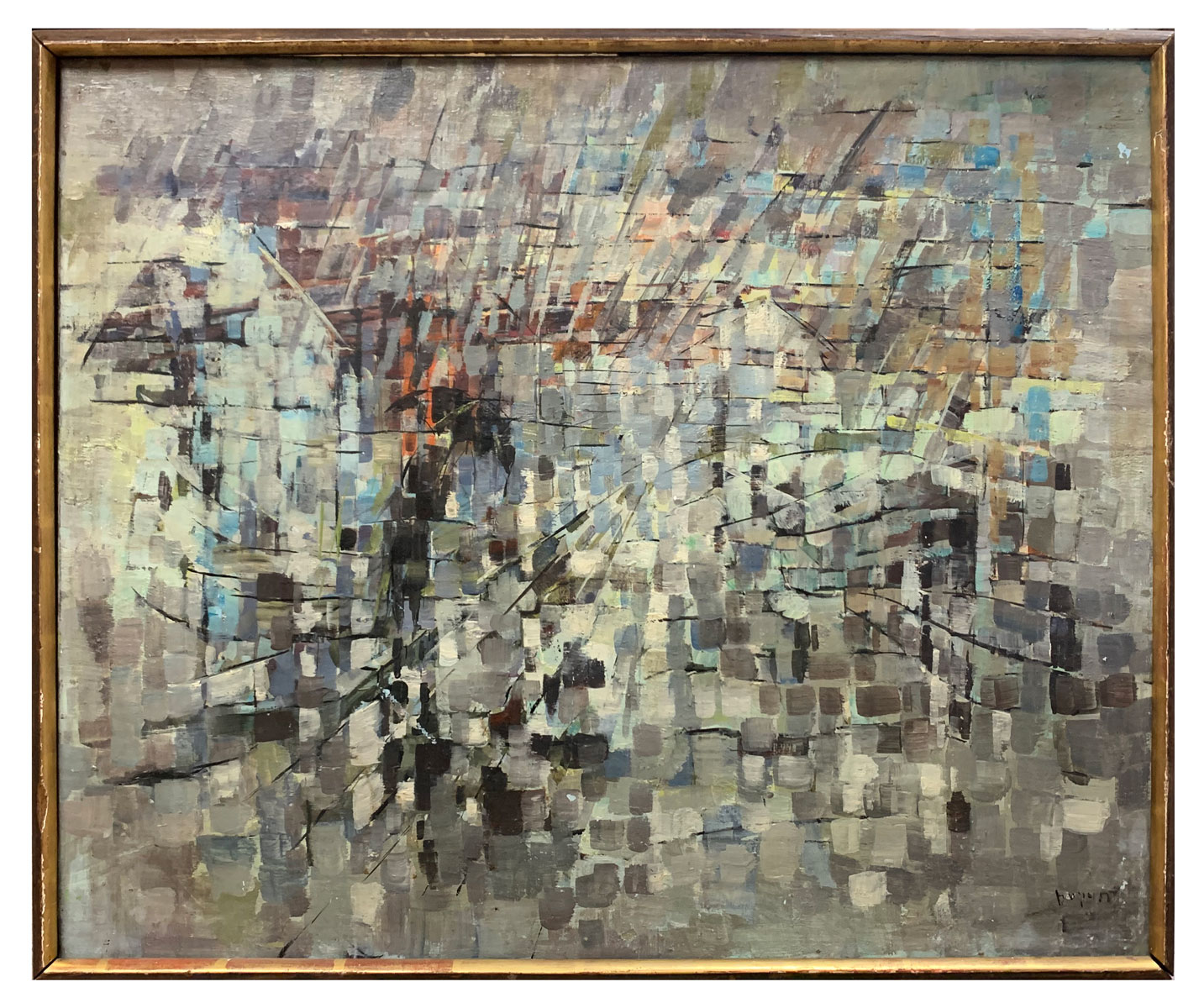 Appraisal: DUPONT Jacques French - Abstract street scene in the rain