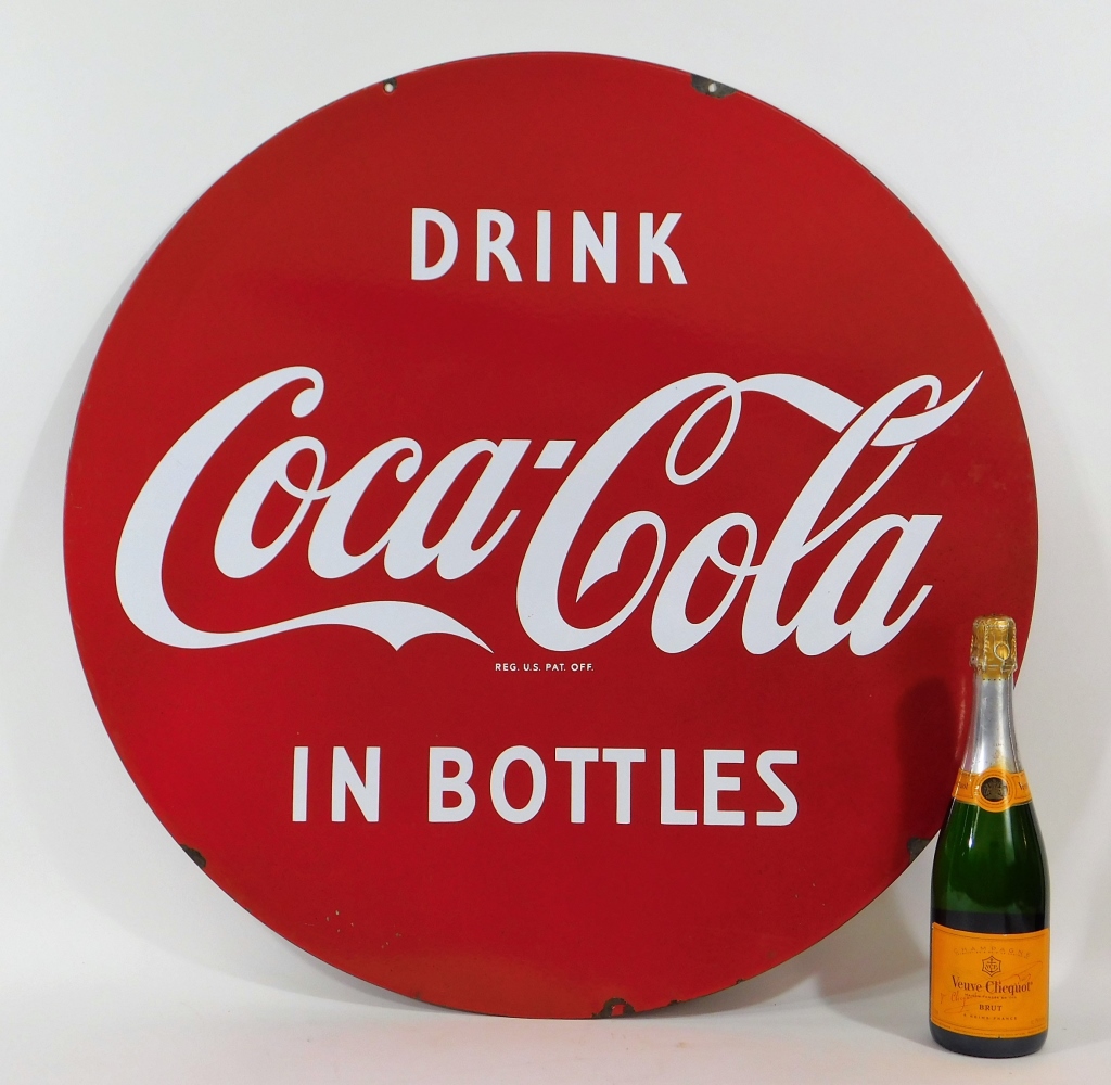 Appraisal: LARGE DOUBLE SIDED COCA-COLA DSP ADVERTISING SIGN United States th