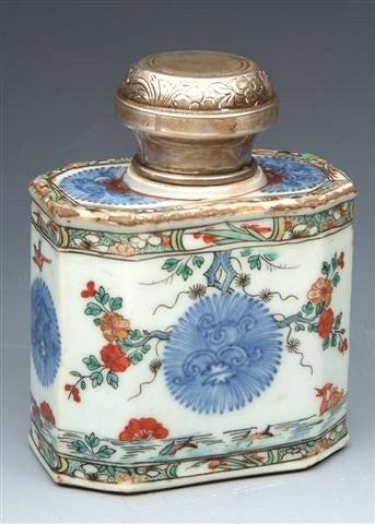 Appraisal: A KANGXI TEA CADDY of octagonal form painted in formal