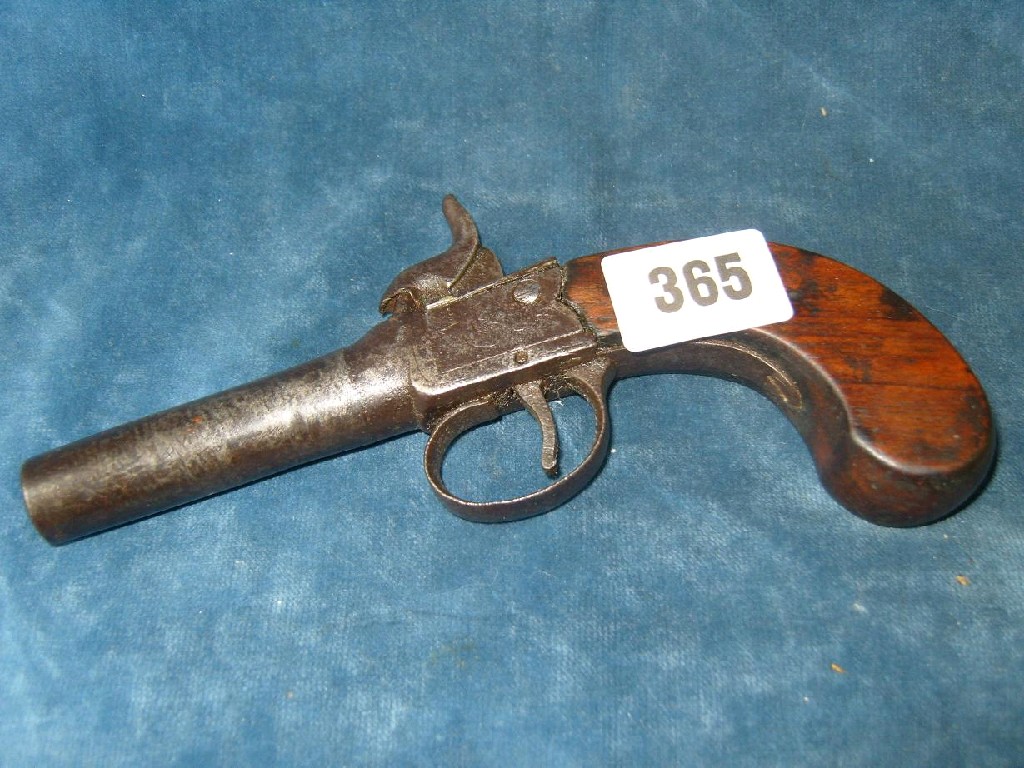 Appraisal: A small Georgian hand pistol with mahogany stock